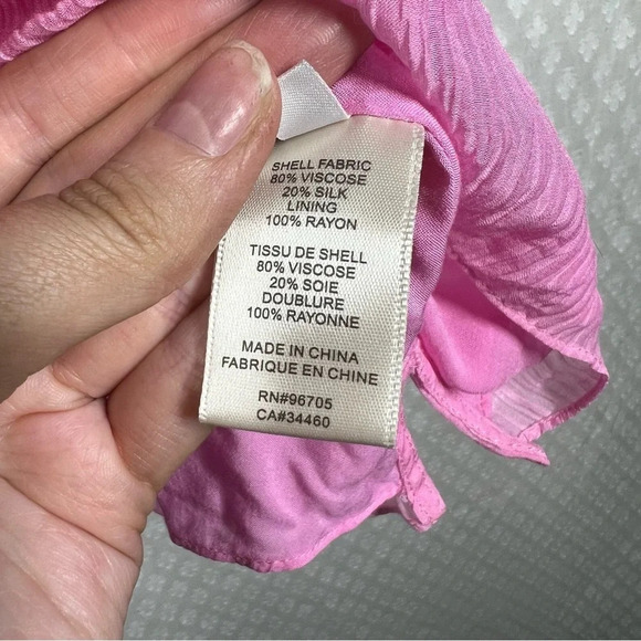 Rebecca Taylor Pink Silk Puff‎ Sleeve Top - Picture 5 of 6